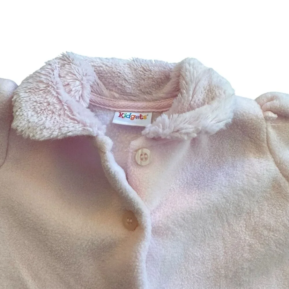 3-6 Month Vintage Kidget Adorable‎ Pink Bear Long Sleeve Shirt Jacket